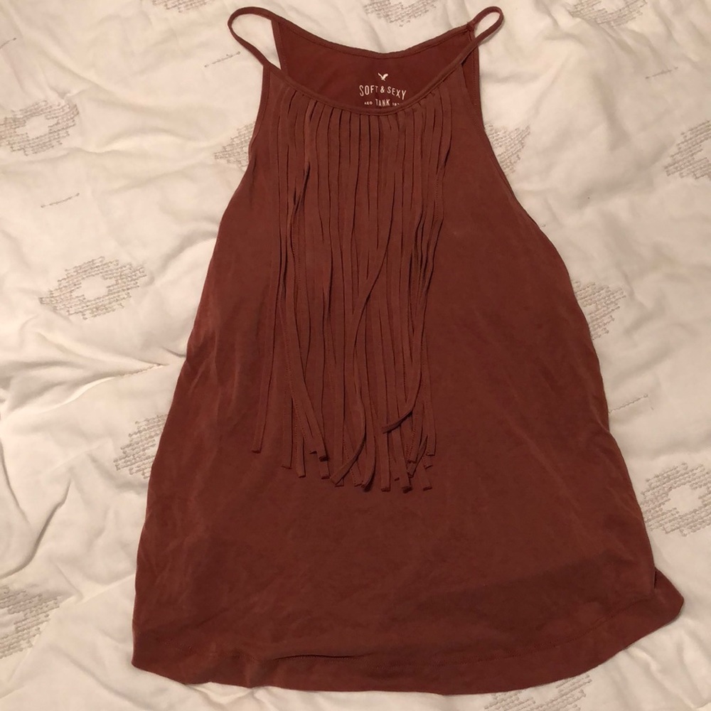 Small: American Eagle fringe festival tank top